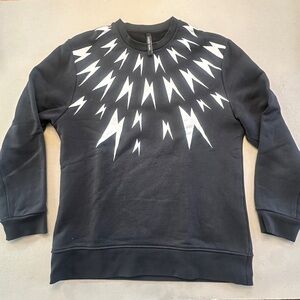 Neil Barrett Black and White Thunderbolt Crewneck Sweatshirt